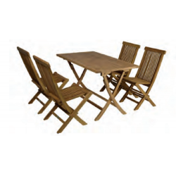 Conjunto formado por mesa rectangular. plegable 120 x 70cm + 4 sillas plegables.