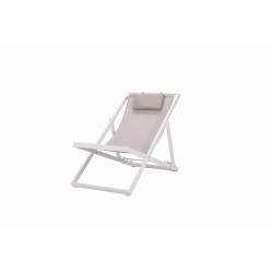 Tumbona Plegable Modelo Concret. Color Blanco Y  Taupe