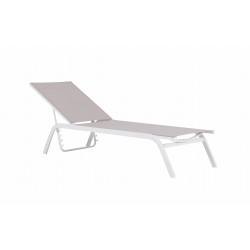 Tumbona Modelo Concret. Color Blanco Y Textilene Taupe
